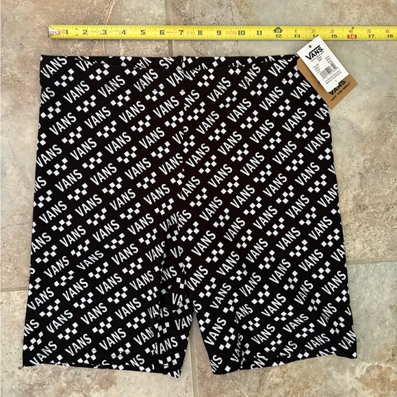 VANS Logo Bike Shorts Large Black White Cotton Elastic Waist Pull On Large NWT - Picture 5 of 6